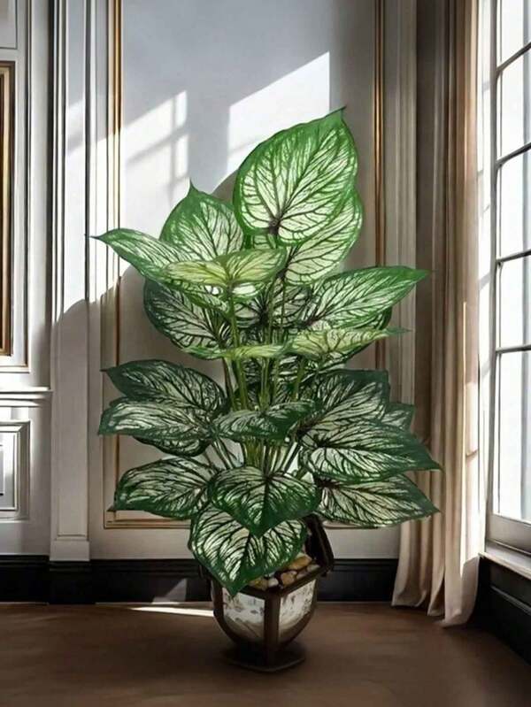 2pcs Tropical Plant Set - Artificial Guanyin Plant For Home, Office, Garden Decoration - Perfect For Weddings, Anniversaries And Holidays - Indoor/Outdoor Use, Pots Not Included,Room Decor,Home Decor,Kitchen Decor,Wedding Decor