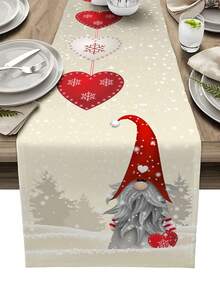 Centrotavola natalizio con gnomi, fiocchi di neve e cuori, decorazione da tavolo invernale e natalizia per cucina e sala da pranzo