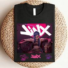 Jinx , Arne , Powder , Anime Graphic , Gift  Him, Gift  Her, LOL , Get Jinxed , Video GameT-Sh7 - 黑色3 - 查看 1