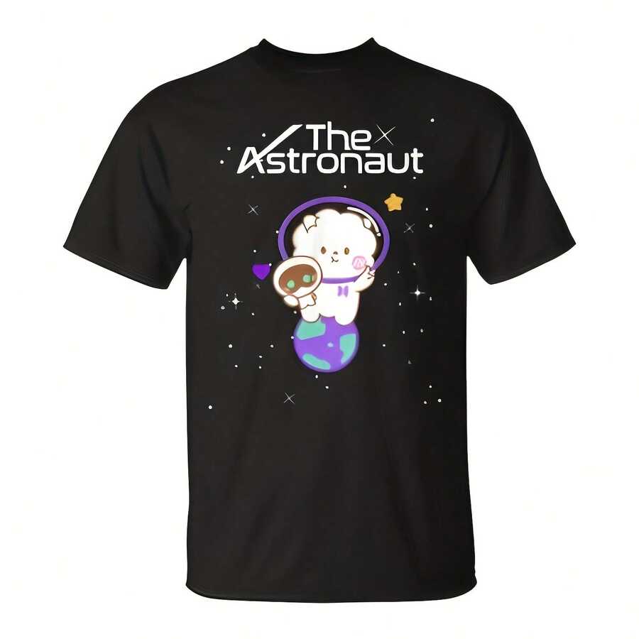 Jin Wootteo The Astronaut K-Pop T-Shirt Wo's 220g Thick Cotton T-Shirt With Butterfly Pr40 - 黑色1 - 查看 1