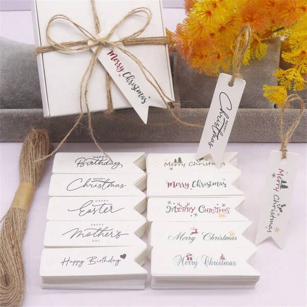 50tag20mstring 7x2cm Christmas, Birthdays, Mother's Day Gifts/Crafts/Bakeries/Candy Labels