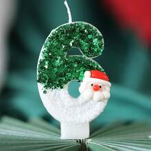 1 pieza/10 piezas Velas decorativas de Papá Noel verde con números del 0 al 9 para decorar pasteles, para fiestas de Navidad y cumpleaños, suministros de decoración de pasteles DIY, decoraciones navideñas, pijamas navideños, regalos de Navidad, decoración navideña