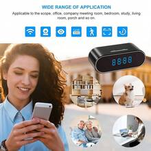 1080P FHD WiFi Camera - HD Indoor Home Security Cam Clock With 32GB Card, Night Vision, Motion Detection, Loop Recording, 2.4GHz WiFi Connection Video Camera, Lithium Battery Powered, Remote Live View, Perfect For Home, Office, Warehouse Surveillance - màu đen - Xem 5