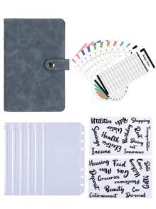 A6 Soft PU Leather Snap Closure Loose-Leaf Binder With Cash Envelope Pocket, Personal Finance Budget Planner, Refillable Cash Wallet For Traveling, Daily Savings Notebook, Household Account Book,Back To School,School Supplies