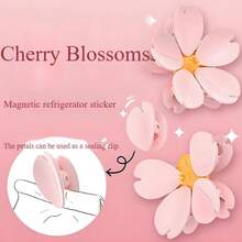 Sakura Sealing Clip, Refrigerator Magnet, Sealing Clip, Petal Magnetic Sealing Clip, Creative Food Sealing Clip, Snack Sealing Clip - 粉色 - 查看 3