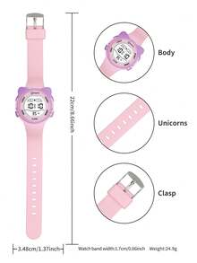 MINGRUI 30M Waterproof Cartoon Cat Colorful Digital Kids Watch With Alarm, Timer, Luminous For Children, Girls, School Supplies, Cute Anime - White - View 10