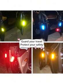4pcs Reflective Car Door Warning Stickers, Anti-Collision Decals With Open Sign, Night Reflective High Temperature Decorative Stickers