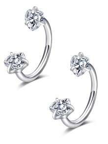 AVYRING 2 件不锈钢锆石马蹄形穿孔鼻耳肚脐环女式耳骨耳钉耳环耳甲穿孔饰品 - 彩色 - 查看 15