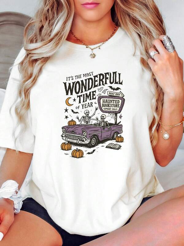 180g Puro Cotone ® È il periodo più bello dell'anno Maglietta di Ognissanti, Maglietta di Ognissanti vintage divertente, T-shirt vintage di Ognissanti, Streetwear grafica da donna, Comoda, Versatile, Leggermente traspirante, Morbida, Moda, Unisex, Elasticizzata