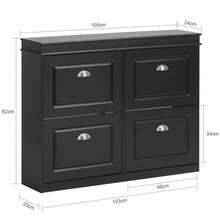SoBuy Shoe Cabinet With 4 Flaps, Shoe Rack, Shoe Tipper With 8 Storage Compartments, Shoe Chest, Shoe Storage, White, BHT Approx. 105x82x24cm, FSR79-W - 黑色 - 查看 5