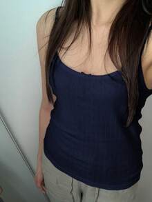 Y2K Style Bow Decor Camisole Tank Top, Versatile For Women In Summer, Suitable For Valentine's Day, Back To School, Casual & Home Wear - Navy Blue - View 10