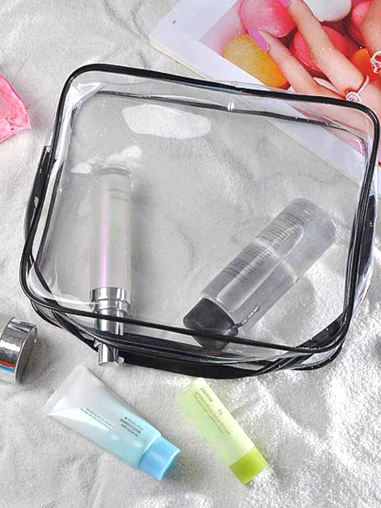 3 件/套高品质 PVC 化妆包，适合女士和女孩，大容量旅行洗漱用品收纳包，带拉链封口，轻便，防褪色，易于清洁，透明 PVC 化妆包，美容产品收纳袋，大号塑料手提旅行化妆包，防水手提包，户外旅行商务防水防尘洗漱用品化妆品收纳包，礼物，方便的防水拉链塑料袋洗漱包 - 彩色 - 查看 10