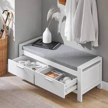 SoBuy FSR74-W, 2 Drawers Shoe Bench Shoe Rack Shoe Cabinet Hallway Storage Bench With Seat Cushion - 白色 - 查看 10