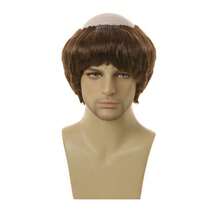 1 件圣诞节角色扮演光头假发、僧侣假发、棕色和银色光头帽、成人僧侣角色扮演装饰道具