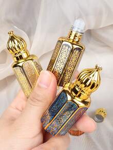 12ml 玻璃精油滚珠瓶配不锈钢滚珠 - 可再填充旅行香水瓶，奢华礼品（皇冠盖，椭圆形设计）| 芳香疗法和礼品旅行必备美容品度假香水可再填充瓶旅行瓶 - 彩色 - 查看 5