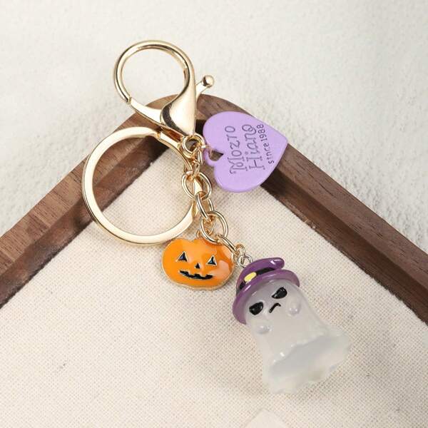 1pc Resin Halloween Ghost Keychain Heart Pumpkin Keychain Trick Or Treat Gift Thanksgiving Gift