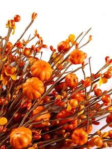 3pcs Artificial Berry Pumpkin Stems, Harvest Thanksgiving Autumn Home Decor, Realistic Indoor Floral Arrangement, Suitable For Home, Room, Bedroom, Dining Table, Party, Birthday, Wall, Tabletop, Fall, Labor Day, Harvest Festival And Thanksgiving Decoration - Multicolor - View 7