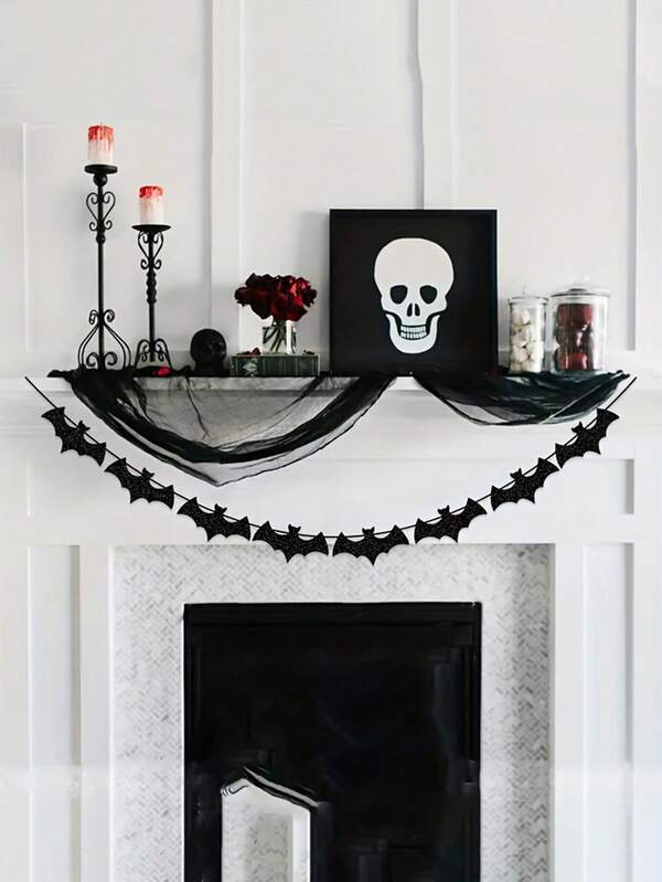 Halloween Bat Banner Decoration -1 Pack, 5-Meter/16.40ft Paper Hanging Bat - Sparkling, No Power Required, Suitable For Regular Parties, Birthdays, Weddings - Suitable For Christmas And Halloween Decoration