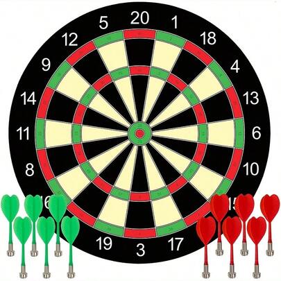The Darts Board Game Contains 12 Darts, 6 Green Darts, And 6 Red Darts, Making Them Perfect Gifts For Both Indoor And Outdoor Use. It Is Perfect For Family And Friends To Play With And Is A Safe Darts Game.