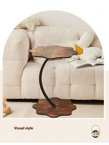 1 Piece Cloud Shaped Side Table, Sofa Table, Wooden Tabletop Side Table With Stable Metal Frame, Suitable For Small Space, Living Room And Bedroom, Bedside Table Decorative Table, Cloud Shaped Wooden Side Table, Side Table, Home Furnishings, Large Storage Capacity, Space-Saving Design, Suitable For Small Space - Multicolor - View 6