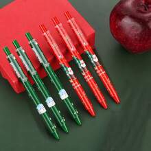 6pcs Christmas Santa Claus & Reindeer Pattern Neutral Pens, Office & School Writing Ballpoint Pens, Christmas Stationery Gift (Black Ink)