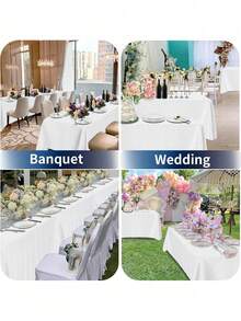 6 paquets de nappe blanche 57 x 120 pouces, nappe en satin résistante aux taches et aux faux plis pour les tables rectangulaires de 6 à 8 pieds, nappe en polyester pour les tables de salle à manger, les mariages, les fêtes, les banquets et le camping - Multicolore - Voir 13