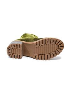 Fall/Winter Vintage Green Chunky High Heel Ankle Boots, Boots For Women - Olive Green - View 10