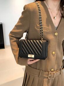 女士休闲斜挎包，简约时尚，适合日常使用 - 黑色 - 查看 8