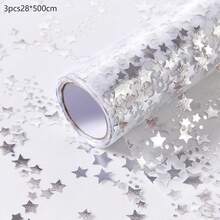 3pcs Silver Star Tablecloth 16ft (Approx. 500cm), Silver Dining Table Decor Center Piece, Suitable For Wedding, Birthday Party, Banquet, Daily Use, DIY, Christmas, Festivals - Multicolor - View 11
