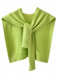 女士针织披肩，纯色肩披开衫，轻薄夏季围巾系颈配饰，春秋季连衣裙搭配。