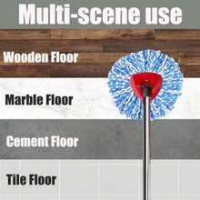 Spin Mop Head, Base, Handle Replacement For  Microfiber Spin Mops, 2 Microfiber Mop Refills, 1 Triangle Head Cover And 30-58in Handle Set Combo (White(1 Tank System)) - 藍色(雙罐系統) - 查看 6
