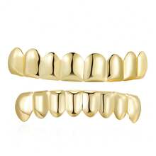 A Set Of Halloween Hip-Hop Braces With Eight Upper And Eight Lower Teeth, Simple Glossy Design, Men's Style - Súng đen - Xem 5