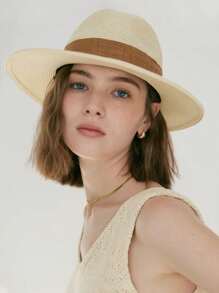 Classic Panama Straw Hat Unisex Jazz Hat Summer All-Match Anti-Ultraviolet Hat