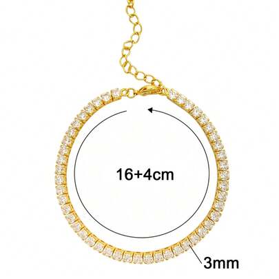 1 chiếc vòng tay tennis sáng bóng 2-3mm, chất liệu bạc sterling 925, kiểu dáng nữ, món quà trang sức thanh lịch quyến rũ dành tặng nàng nhân ngày Valentine.