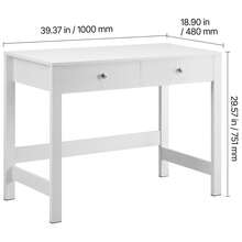 Small Desk With Drawers, Kids Desk For Bedroom, Modern Simple Study Table For Drawing, Reading, Writing, Rectangle MDF Furniture Study Storage Table For Home, Office, White - White - View 10