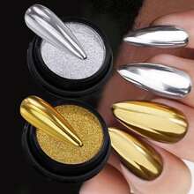 Superfine French Nail Glitter Powder, Black White Glitter Snow Design Nail Sugar Powder Shiny Effect Nail Glitter For Nail Art Flakes Pigment Dust Manicure Accessories DIY Crafts Glitter-326795 - Yellow - View 2