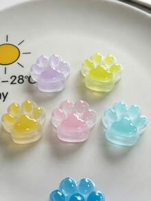 10pcs No Hole Charming Cat Paw Resin Pendant Versatile DIY Accessory Suitable For Phone Cases, Fridge Magnets, And Hair Clips - Available In 5 Colors - Perfect For Home Decor And Party Gifts - Multicolor - View 5