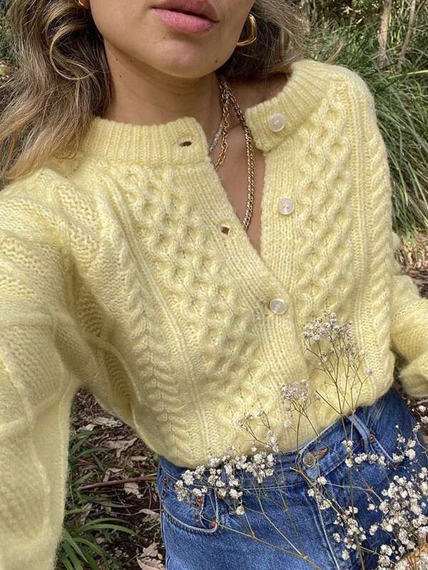 Cárdigan de punto de manga larga con botones, informal, para volver al colegio, otoño