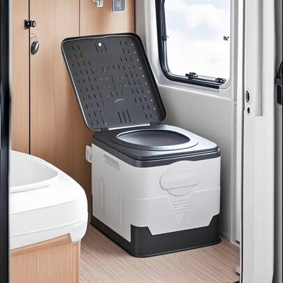 Bärbar hopfällbar toalett med lock, mångsidig nödtoalett, lämplig för bilcamping, båtliv, vandring, utomhusresor, ej vattentät, inget behov av elektricitet, inklusive sopsäckar och handväskor, lådor, skåp, förvaringsställ för utomhusbruk, organisering av förvaringslådor badrum badrumstillbehör badrumsverktyg
