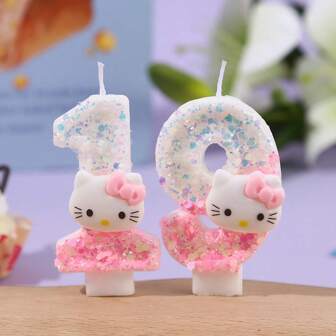  Sanrio可爱猫咪蜡烛生日蛋糕装饰布吉创意卡通女生Hello Kitty猫庆祝派对用品批发