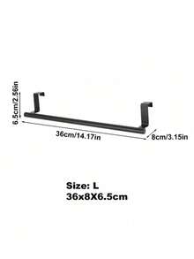 1 pieza Toallero de barra negra individual, se cuelga en la puerta del armario sin taladrar, accesorio para cocina y baño, gancho de baño, adecuado para dormitorio, cocina y comedor - Multicolor - Ver 12