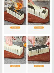 1pc Sushi Mold Set - Heart/Round/Square 3 Shapes DIY Tool, Sushi Rolling Mold, Slouchy Person's Rice Ball Maker, Non-Stick, , Popular Kitchen Tool - Apricot - View 8