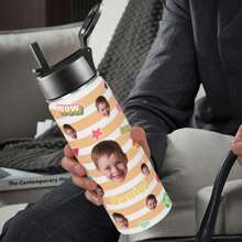 1pc Personalized Water Bottles Tumblers With Straw Lid For For School, Custom Water Bottle With Photo Picture Text, Custom Insulated Stainless Sport Bottle With Name, Stainless Steel Insulated Sport Water Bottle With Straw Lid & Handle, Customized Cup Gifts For Men Women Birthday Anniversary Christmas, Back To School Gifts For Student Assistant Teacher, 18 OZ