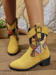 2025 Herbst Neue Europäische & Amerikanische Stil Stiefeletten für Damen, Stiefeletten mit quadratischem Absatz, Western Stil