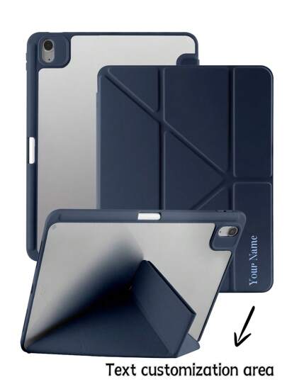 1 pieza Funda protectora de acrílico con pliegue en Y plano, texto personalizado, compatible con iPad Mini 6/Mini 7/9.7/10.2/10.5/Air 4/Air 5/10th/10.9/Pro 11"/Air 11" (M2) 2024/Pro 11" (M4) 2024/iPad Air 11" (M3) 2025/iPad (A16) 11" 11th Gen 2025, sin incluir lápiz óptico, algunos modelos con marco para lente, soporte de múltiples pliegues, ranura integrada para lápiz, carcasa de acrílico de alta transparencia, activación/suspensión magnética automática, minimalista/casual/personalizado