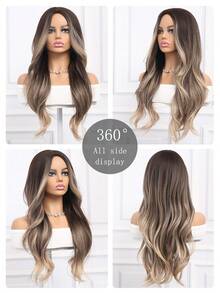 26 Inches Dark Brown Gradient Highlights Long Big Wavy Curls, Rose Lace, Suitable For Daily/Party/Holiday Wear - Màu nâu ombre - Xem 7
