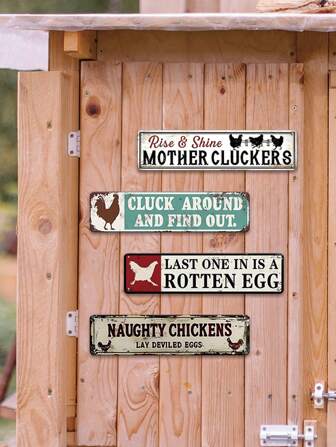 1pc Chicken House Metal Tin Sign, Last One In Is A Rotten Egg Funny Sign, Iron Plaque Poster, Wall Art Decor For Farm, Home, Farmhouse, Chicken House, Henhouse, Grange, Home Decor, Farm Decor, Wall Hanging Decorations, 4x16 Inch