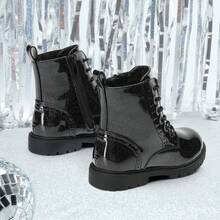 Kids Combat Boots | Ankle-Length Style With Side Zipper For Toddler & Little Kid - TẤT CẢ màu đen - Xem 7