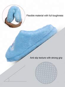 Sanrio 三丽鸥肉桂狗女童可爱保暖防滑平底毛绒拖鞋，适合冬季室内穿着，三丽鸥鞋，毛绒拖鞋，蓬松拖鞋