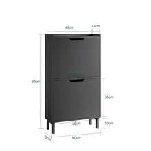 SoBuy 2 Flip-Drawers Shoe Cabinet Shoe Rack Shoe Storage Cupboard Organizer Unit Grey W50 X D19 X H90cm FSR151-HG - Black - View 3
